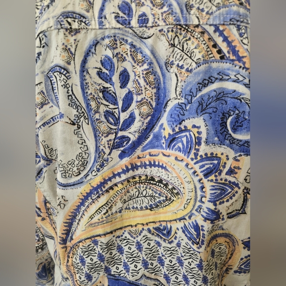 Chico's Button Front Jacket BLue Paisley Print Cotton XL/16 (Chico's Sz 3) - Picture 6 of 14